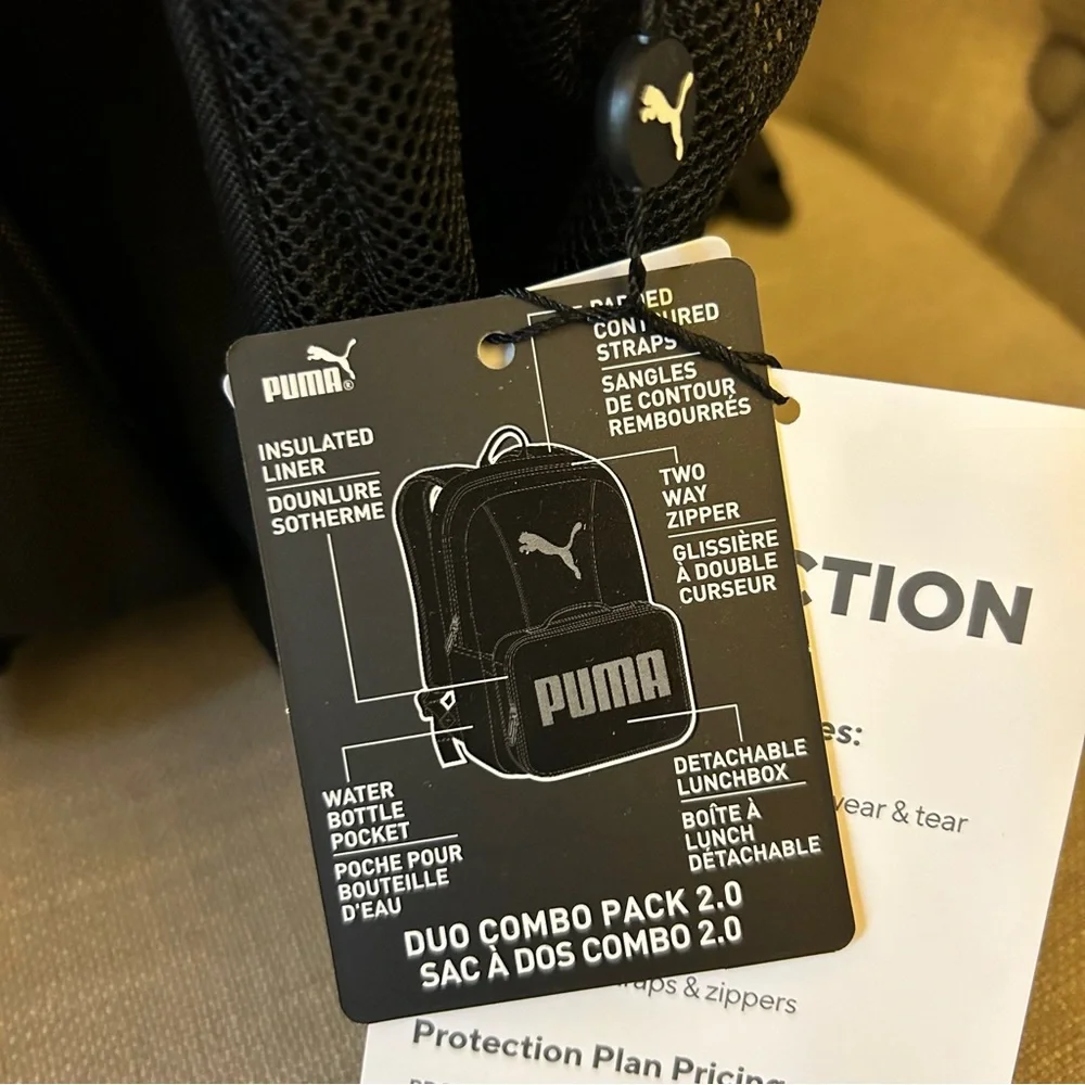 {PUMA} black and white full size backpack NWT - Picture 3 of 8
